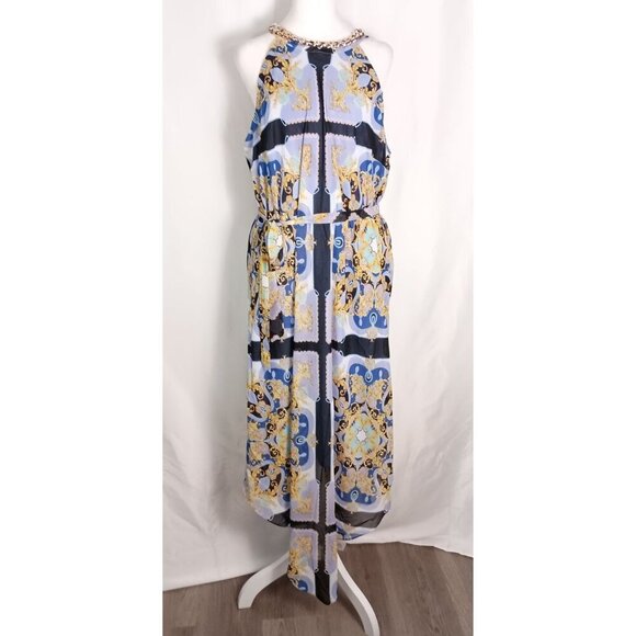 Bold Elements Cut to Curve Halter Maxi Sundress Multicolor Print Size XL - Picture 2 of 14
